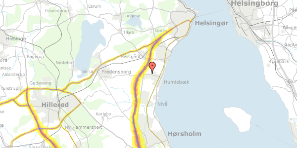 Trafikstøjkort på Langebjergvej 107B, 3050 Humlebæk