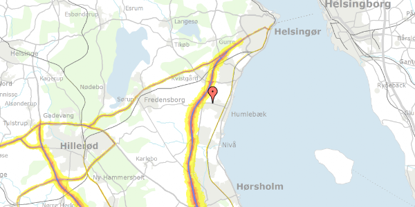 Trafikstøjkort på Langebjergvej 130, 3050 Humlebæk