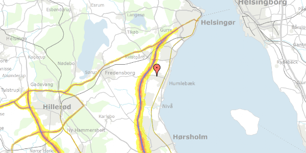 Trafikstøjkort på Langebjergvej 223, 3050 Humlebæk