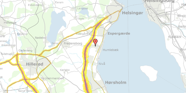 Trafikstøjkort på Langebjergvej 327, 3050 Humlebæk