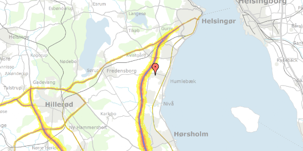 Trafikstøjkort på Langebjergvej 332C, 3050 Humlebæk