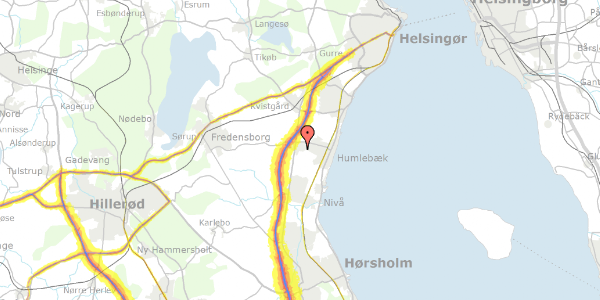 Trafikstøjkort på Langebjergvej 530, 3050 Humlebæk