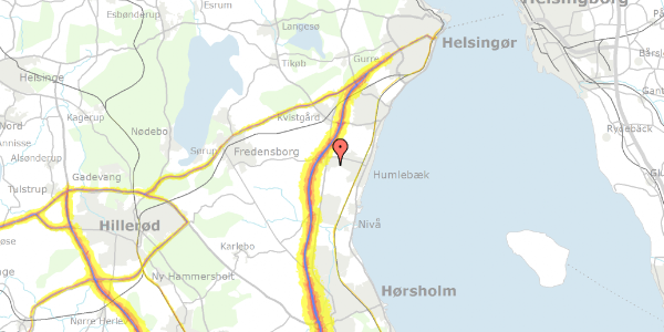 Trafikstøjkort på Langebjergvej 532, 3050 Humlebæk