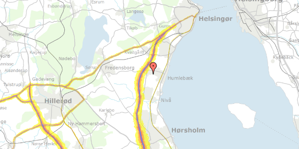 Trafikstøjkort på Langebjergvej 556, 3050 Humlebæk