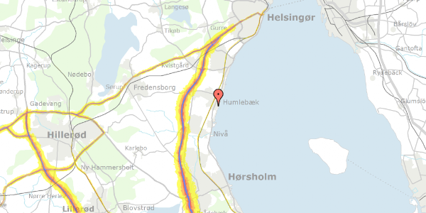 Trafikstøjkort på Laveskov Alle 103, 3050 Humlebæk