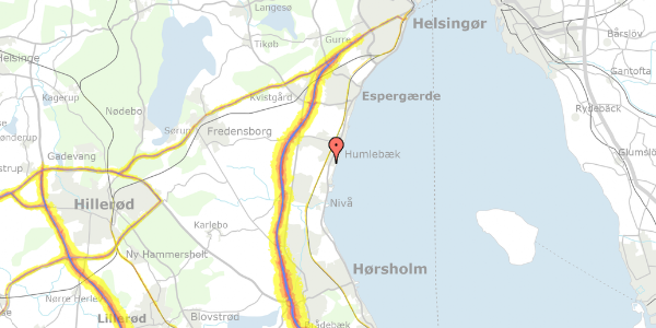 Trafikstøjkort på Laveskov Alle 401, 3050 Humlebæk