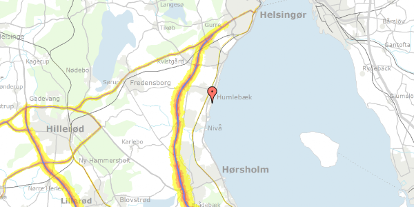 Trafikstøjkort på Laveskov Alle 405, 3050 Humlebæk