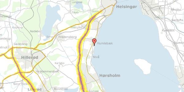 Trafikstøjkort på Laveskov Alle 408, 3050 Humlebæk