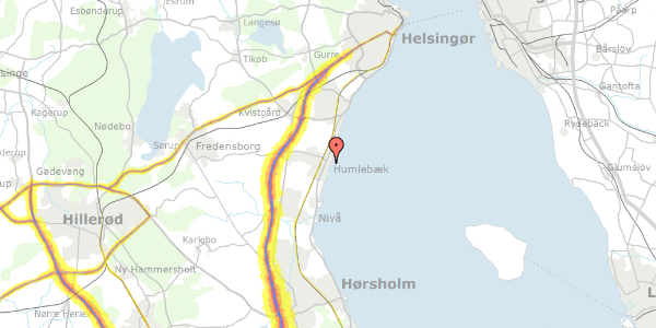 Trafikstøjkort på Linde Alle 8, 3050 Humlebæk