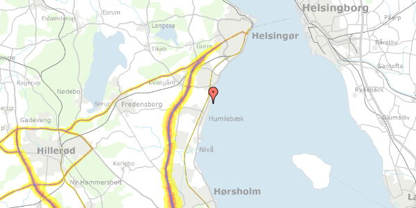 Trafikstøjkort på Louisevej 3, 3050 Humlebæk