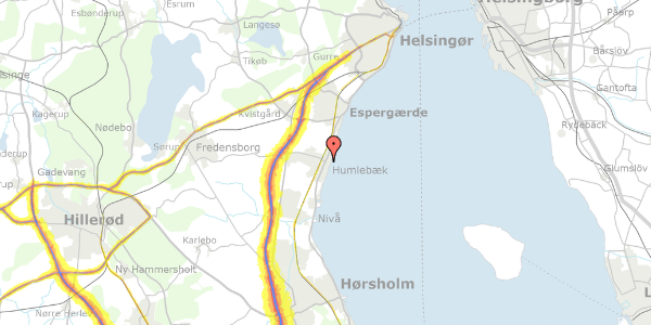 Trafikstøjkort på Nyvej 8A, 3050 Humlebæk