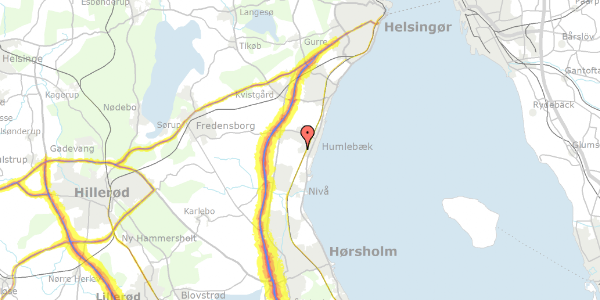 Trafikstøjkort på Strandgårdsvej 5, 3050 Humlebæk