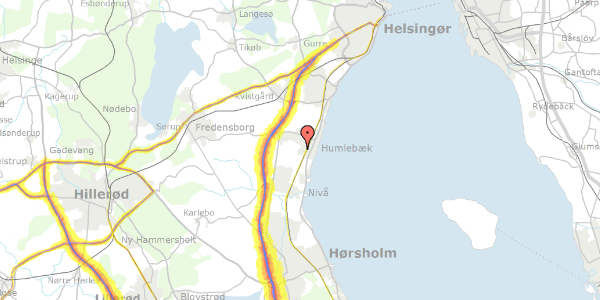 Trafikstøjkort på Strandgårdsvej 8, 3050 Humlebæk