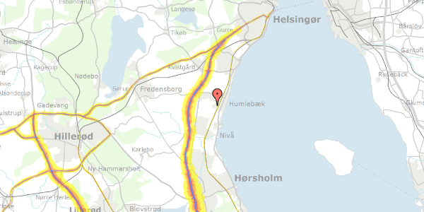 Trafikstøjkort på Strandgårdsvej 51, 3050 Humlebæk