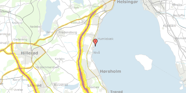 Trafikstøjkort på Strandmarken 1, 3050 Humlebæk