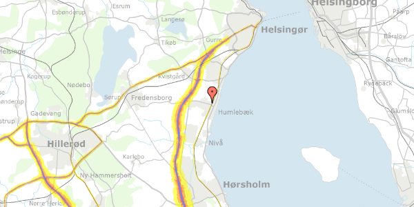 Trafikstøjkort på Strædet 9, 3050 Humlebæk