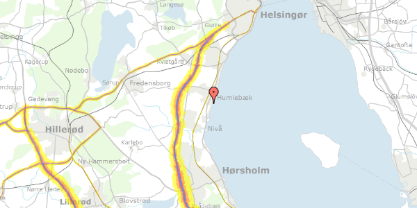 Trafikstøjkort på Sørens Alle 7, 3050 Humlebæk