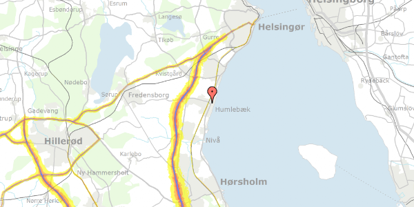 Trafikstøjkort på Vænget 4, 3050 Humlebæk