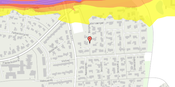 Trafikstøjkort på Borgmestervænget 45, 3600 Frederikssund