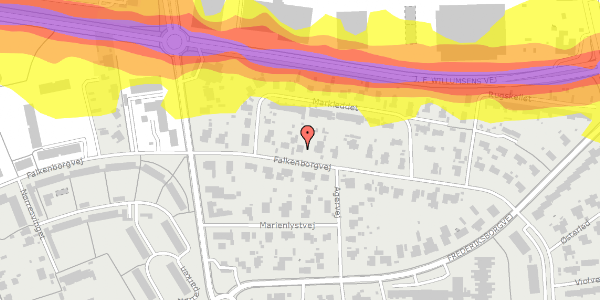 Trafikstøjkort på Falkenborgvej 13, 3600 Frederikssund