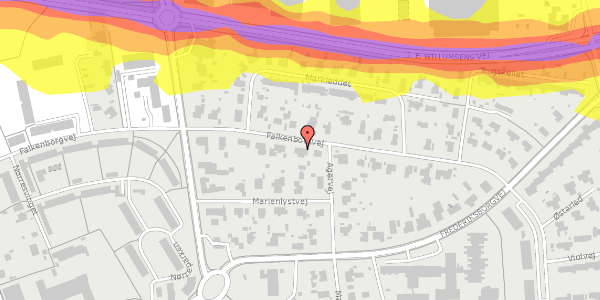 Trafikstøjkort på Falkenborgvej 36, 3600 Frederikssund