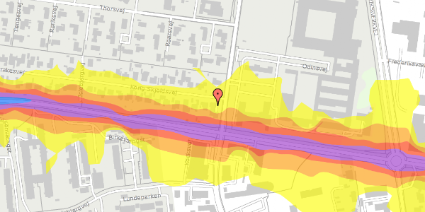 Trafikstøjkort på Kong Skjoldsvej 28B, 3600 Frederikssund