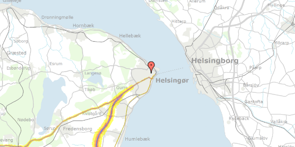 Trafikstøjkort på Belvederevej 41, 3000 Helsingør