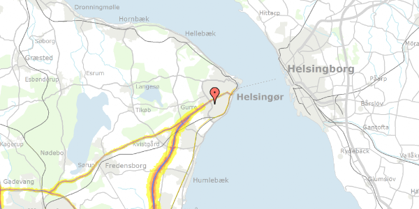 Trafikstøjkort på Birkedalsvej 21, 3000 Helsingør