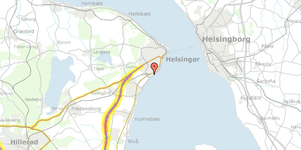 Trafikstøjkort på Borupgårdsvej 3, 3070 Snekkersten