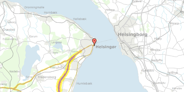 Trafikstøjkort på Bülowsvej 16, 1. th, 3000 Helsingør