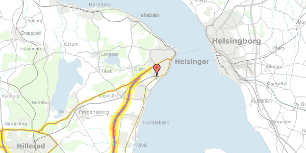 Trafikstøjkort på Elmebakken 1, 3070 Snekkersten