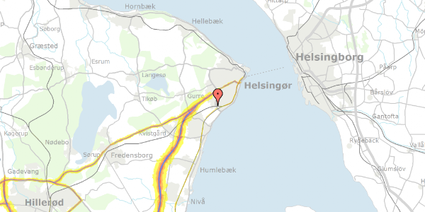 Trafikstøjkort på Elmebakken 12, 3070 Snekkersten