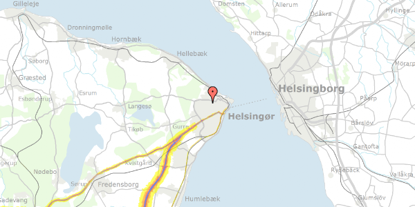 Trafikstøjkort på Ewaldsvænget 36, 3000 Helsingør