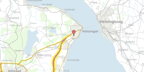 Trafikstøjkort på Fr Leyels Vej 35, 3070 Snekkersten