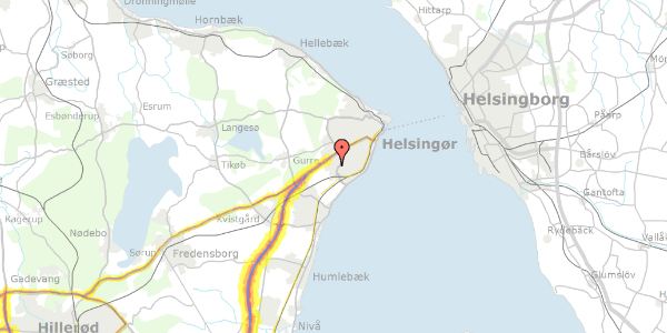 Trafikstøjkort på Fr Leyels Vej 43, 3070 Snekkersten