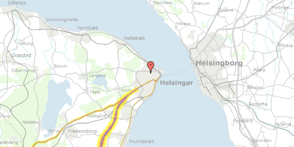 Trafikstøjkort på Gefionsvej 76A, 3000 Helsingør