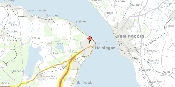 Trafikstøjkort på Rahbeksvej 1, 3000 Helsingør