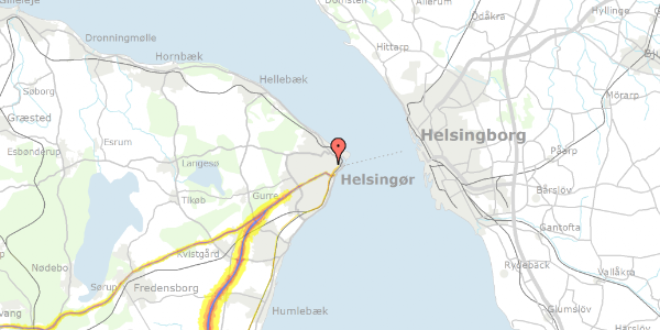 Trafikstøjkort på Gl Banegårdsvej 9, 2. th, 3000 Helsingør