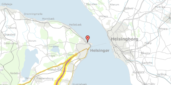 Trafikstøjkort på Gl Hellebækvej 21A, 3000 Helsingør