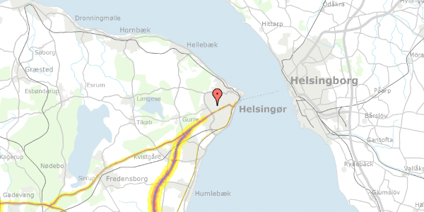 Trafikstøjkort på Gurrevej 173, 3000 Helsingør