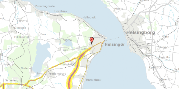 Trafikstøjkort på Gurrevej 193A, 3000 Helsingør