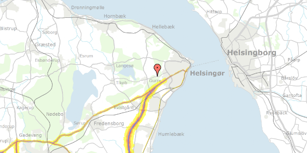 Trafikstøjkort på Gurrevej 302, 3000 Helsingør