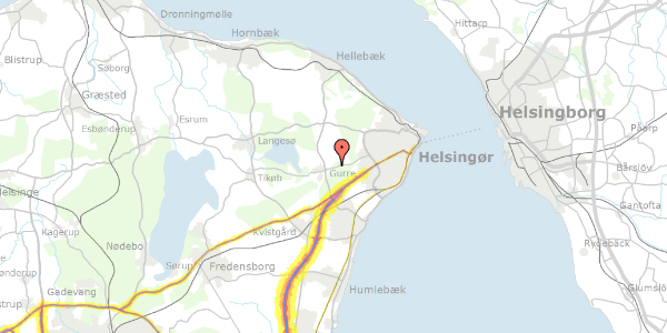 Trafikstøjkort på Gurrevej 318, 3000 Helsingør