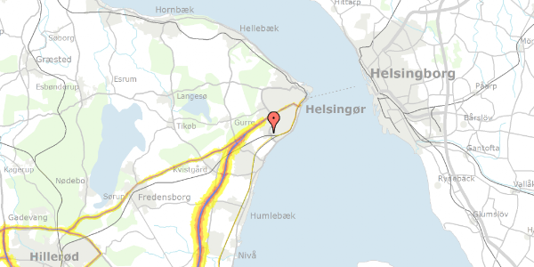 Trafikstøjkort på Hasselhøj 4, 3070 Snekkersten