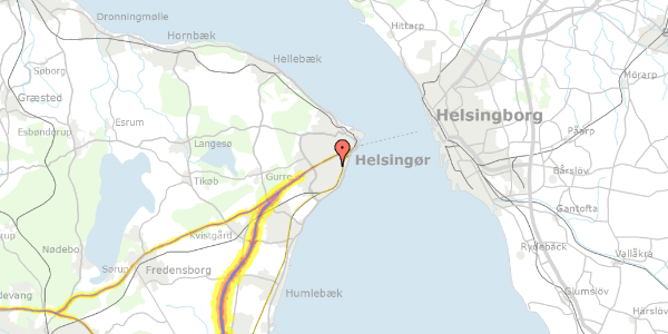 Trafikstøjkort på Horsensvej 33, 3000 Helsingør