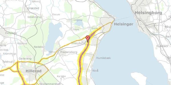 Trafikstøjkort på Hovedgårdsvej 8, 3490 Kvistgård