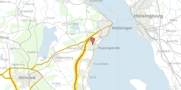 Trafikstøjkort på Hovvej 19, 2. mf, 3060 Espergærde