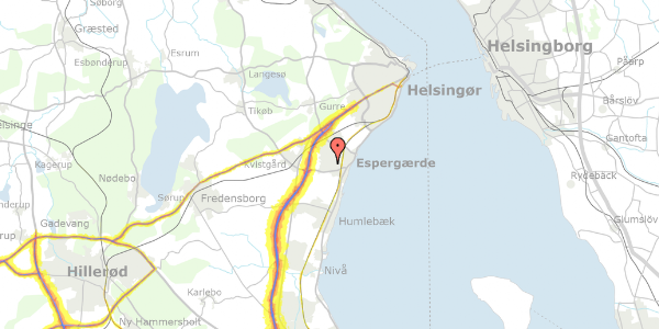 Trafikstøjkort på Hovvej 73B, 3060 Espergærde