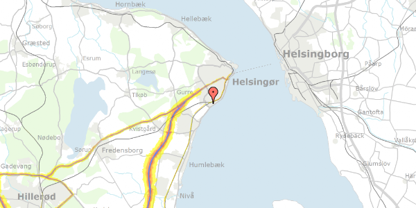 Trafikstøjkort på Hvilevej 3, 3070 Snekkersten