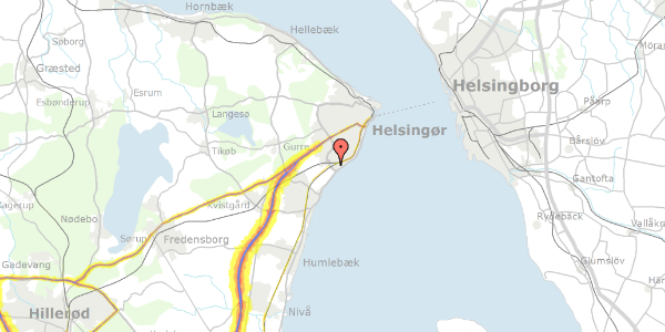 Trafikstøjkort på Hvilevej 7, 3070 Snekkersten